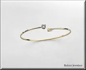 14Kt Gold Petite Rowing Hatchet and Lab Grown Diamond Open Bracelet
