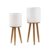 LuxenHome 2pc Metal White Planters with Metal Legs