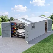 13' x 20' Metal Garden Shed with Window 2 Doors and 4 Vents for Car