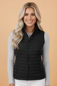 Solid Plush Standing Collar Zip Up Puffer Vest