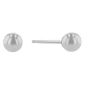 White Gold Ball Earrings, 4mm