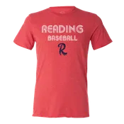 108 Stitches Red Reading Baseball Spiral Tee