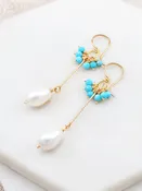 Turquoise Cluster Pearl Drop Earrings — Amy Olson Jewelry