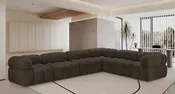 Ames 136" Boucle Fabric Upholstered Modular Sectional - Brown - 6-Pc Configuration F