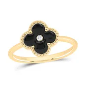 0.012Ctw-Nat Diamond Gift Clover Ring (1.66 grams)