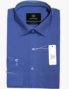 Deep Blue Shirt With Sky Blue Inner Collar & Cuffs