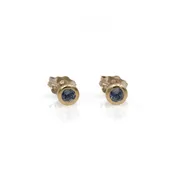 14K White Gold Aquamarine Bezel Martini Stud Earrings