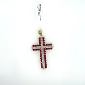 10kt Dia & Garnet Cross 4.6 gr