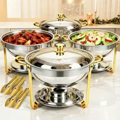 Round Chafing Dishes for Buffet 5 Qt, High Grade Chafing Dish Buffet