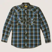 Men's Black & Royal Blue Plaid Pearl Snap Long Sleeve Cowboy Western Shirt