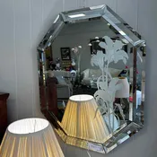 Beveled Wall Mirror w/Etched Flower