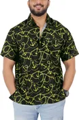 Allover Anchor And Chain Black Printed Hawaiian Beach Shirt For Men P00057