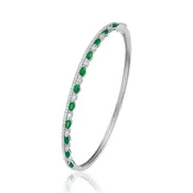2 Row Emerald & Diamond Bangle Bracelet
