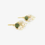 PROUNIS 22k & GREEN TOURMALINE UNDA EARRINGS WITH GOLDEN SOUTH SEA PEARLS
