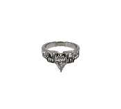 14K White Gold Pear-Shaped Diamond Ring with Baguette Accents – 1 Carat Main Stone - HOUSEWARE THRIFT STORE