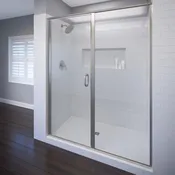 2200 Series 47 in. W x 76 in. H Semi-Frameless Swing Shower Door with Fixed Panel