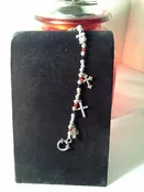 Sterling Silver 925 Beaded 5 Cross Charm Bracelet
