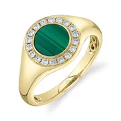 0.20CT DIAMOND & 0.73CT MALACHITE SIGNET RING