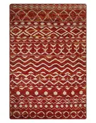 4x6 and 8x10 Hand Knotted Rust, Gold and White Modern Contemporary Southwestern Tribal Trellis Recycled Silk Area Rug