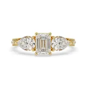 1.00 Carat Emerald Three Stone Lab Grown Diamond Engagement Ring