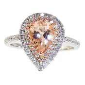 14K White Gold 0.44ct Diamond and .90ct Morganite Ring