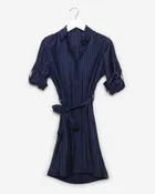 Penelope - Navy Pinstripe Suiting Dress