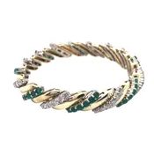 14K White and Yellow Gold Diamond and Emerald Bracelet