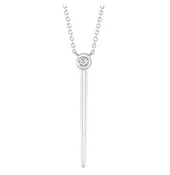 14K White Gold Round Shape Diamond Drop Pendant with a 14K White Gold Cable Link Necklace (.08ctw)
