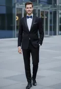 1 Button Peak Lapel Slim Fit Black Tuxedo FFTX1SP-4030