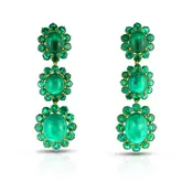 Cicada Emerald Triple Drop Earrings