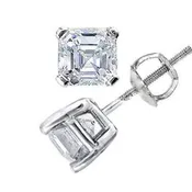 0.60 Ct. Asscher Cut Diamond Stud Earrings