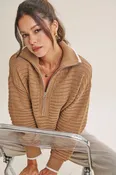 Alyssa Mountain Air Crochet Half Zip in Coconut