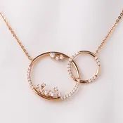 14K Rose Gold Diamond Interlocking Circle Necklace 0.47CTW Double Circle Pendant — Avior Jewelry