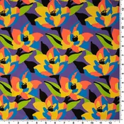 Abstract Painted Lilies Printed Spandex Fabric | Blue Moon Fabrics