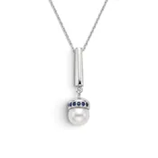 Akoya Pearl & Blue Sapphire Pendant Necklace