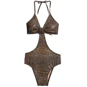 1 Pc Leopard Cut Out Bathing Suit
