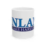 Inland Lake Harvester Mug | Blue Text Ceramic Coffee Cup