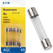 Bussmann 4 amps Fast Acting Glass Fuse 5 pk