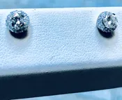Robert Lance Jewelers & MERITZ-14 Karat White Gold Diamond Studs with a Diamond Halo