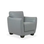 Accent Chair with Top-Grain Leather Upholstery, Flared Arms, Dark Walnut Legs, Green