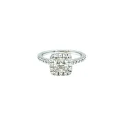 1.35 cttw. Princess Cut Halo Engagement Ring 14K White Gold