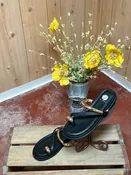 Black Sandal with Gold Toe Ring and Strap