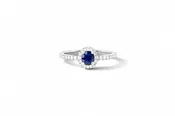 14kt white gold diamond sapphire ring size 6.5
