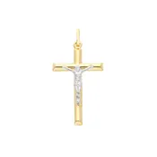 14kt Two-Tone Gold Italian Made Crucifix Charm (1.97g)