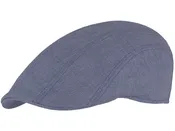 Flat Linen Flat Cap with Chevron Motifs - 1ES220: Bleu / 59