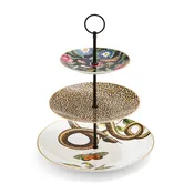 Spode Creatures of Curiosity, Leopard, Snake: NEW 3-Tier Tray / Cake Stand, Box