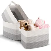 Cheer Collection 3-Pack Cotton Rope Storage Baskets – Soft, Durable & Foldable for Home Organization