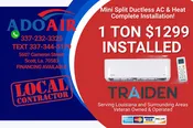 Mini Split Air &amp; Heat System 1 Ton With Wi-Fi Installed
