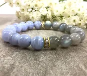 10mm Blue Lace Agate Labradorite Bracelet Stretchy Bracelet Healing Anxiety Relief Balancing Bracelet for Women Valentines Gift