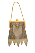 1920s Gold Geo Chevron Floral Mesh Bag